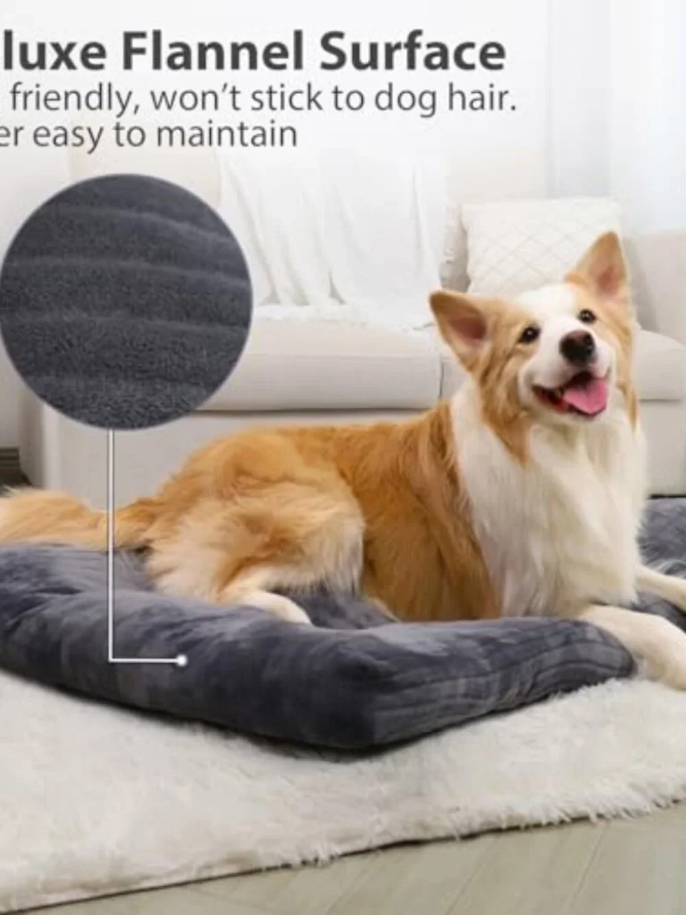 New Dog Crate Bed Washable Dog Beds for Large Dogs Deluxe Thick Flannel Fluffy